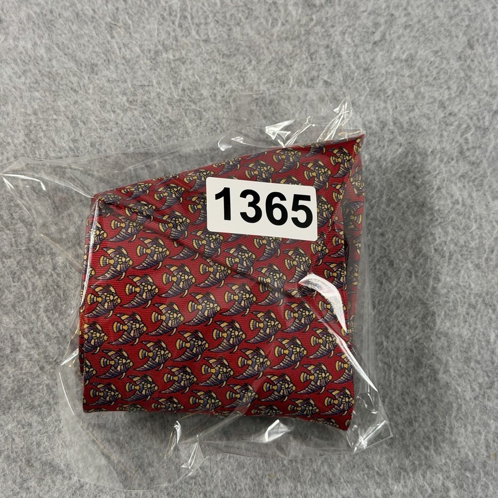 Vintage Christian Dior Monsieur Red Silk Tropical Fish Tie Made Italy 90s 56x3.7 - Picture 7 of 7